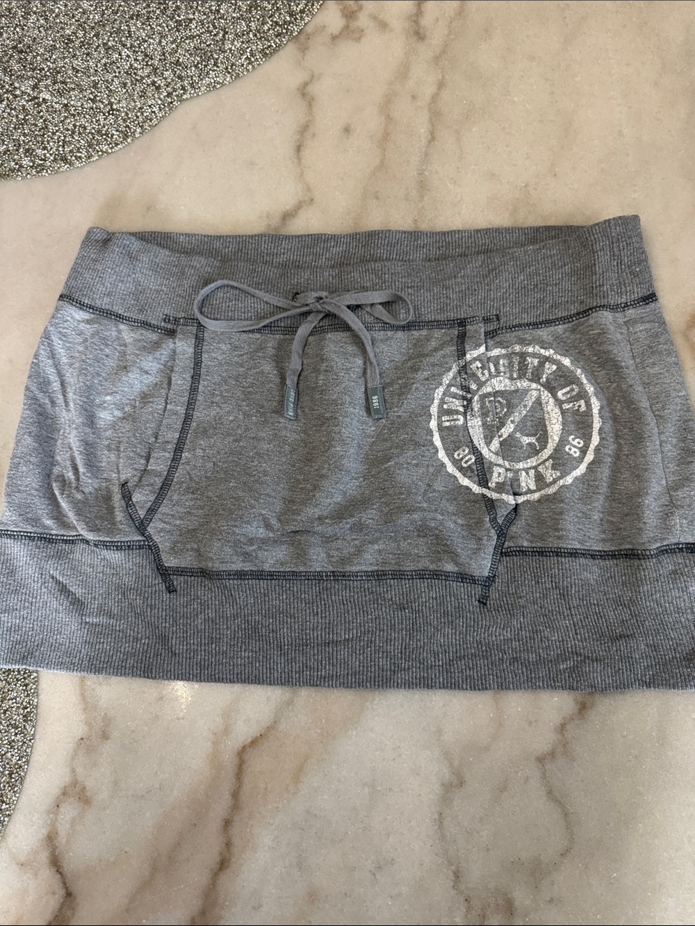 PINK Victoria's Secret Heather Gray Drawstring Mini Skirt